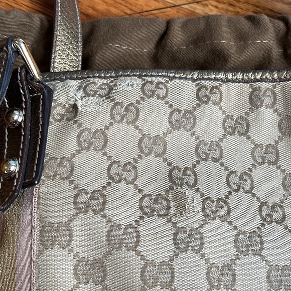 GUCCI GG Canvas Gold & Pink Messenger
Crossbody Bag - Picture 11 of 11